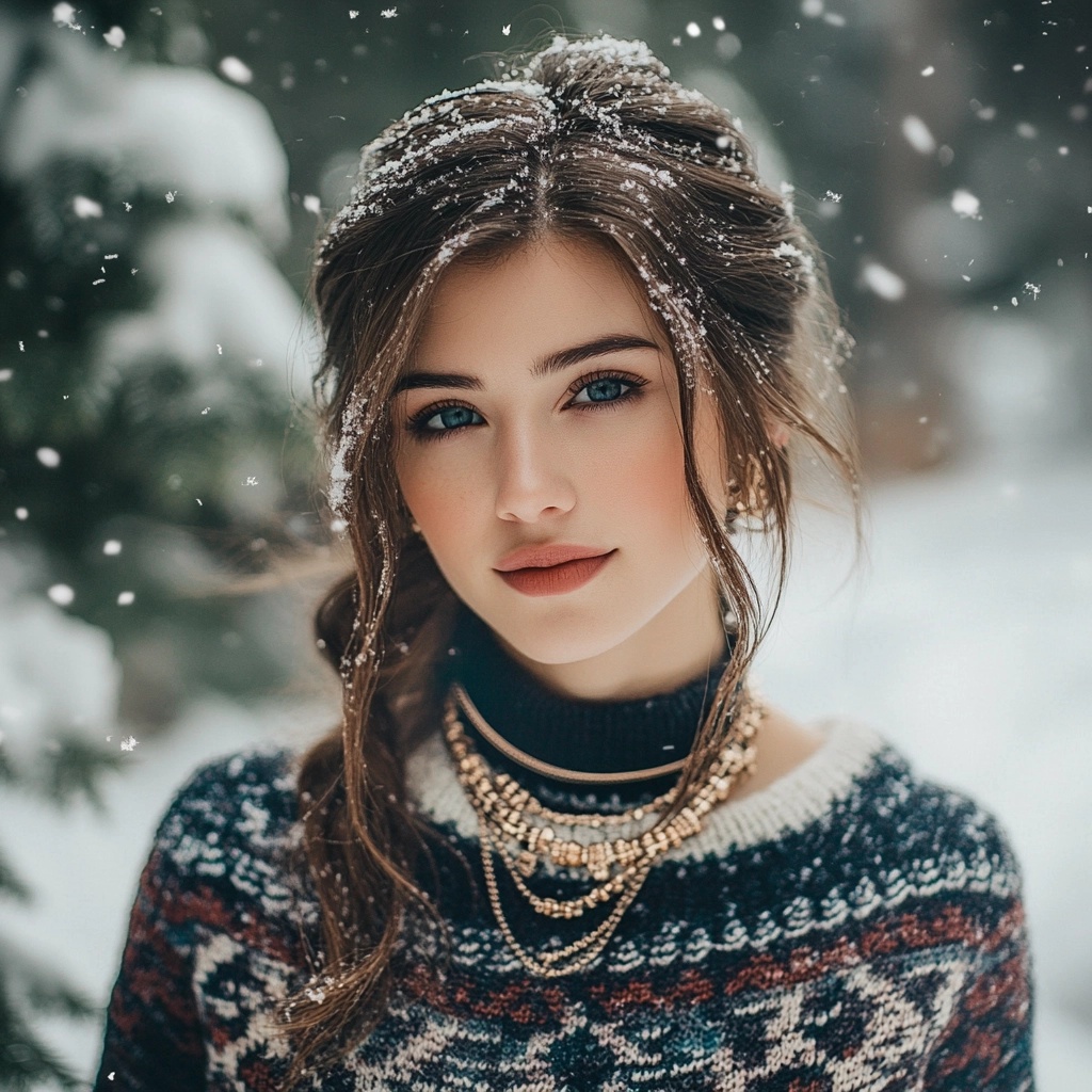 A collection of icy-toned jewelry, including aquamarine earrings, blue topaz necklaces, and diamond bracelets, displayed on a frosty winter background.