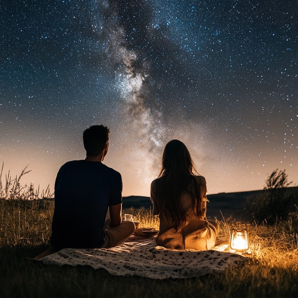 Stargazing at the moon date night