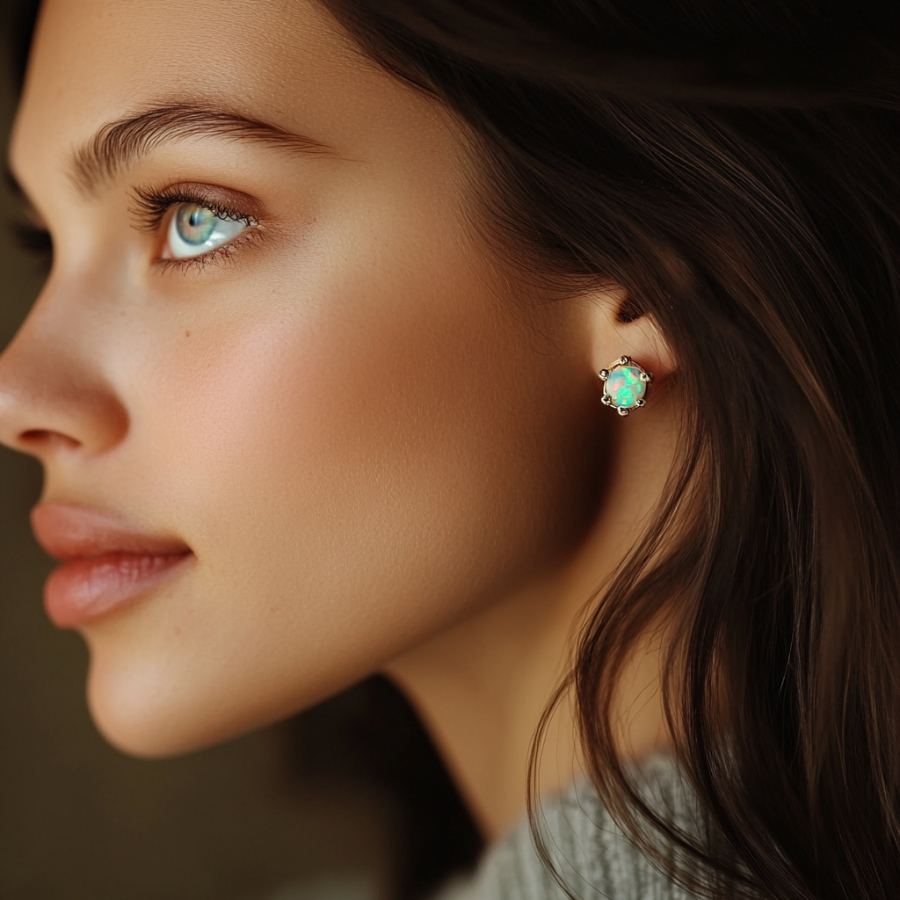 A stunning collection of opal jewelry featuring a variety of gemstones, including black opals, white opals, and fire opals, in elegant settings.